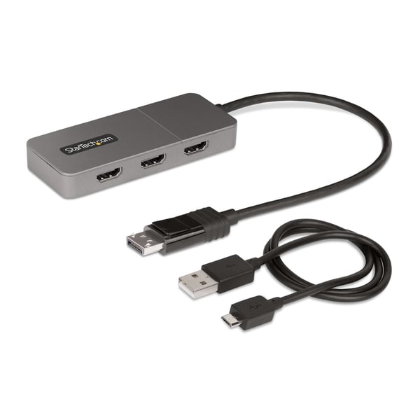 StarTech.com MST-hubb med tre portar - DisplayPort till 3x HDMI, tre 4K 60 Hz-skärmar, DP 1.4-videoadapter för flera bildskärmar, 30 cm inbyggd kabel, USB-driven, endast för Windows