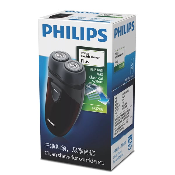 Philips PQ206/18 rakapparater för män Roterande rakhuvud Svart, Bordeaux