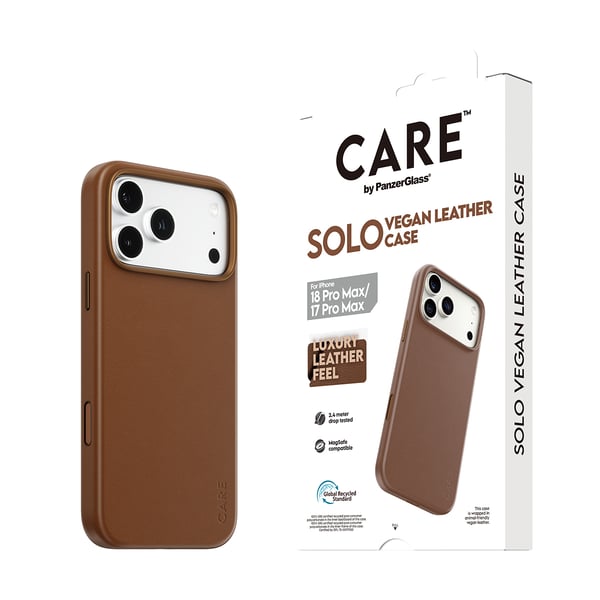 PanzerGlass CARE™ by ® Solo Vegan Leather Case Brown w. MagSafe iPhone 2026 Pro Max | 17 Pro Max mobiltelefon etui Cover Brun
