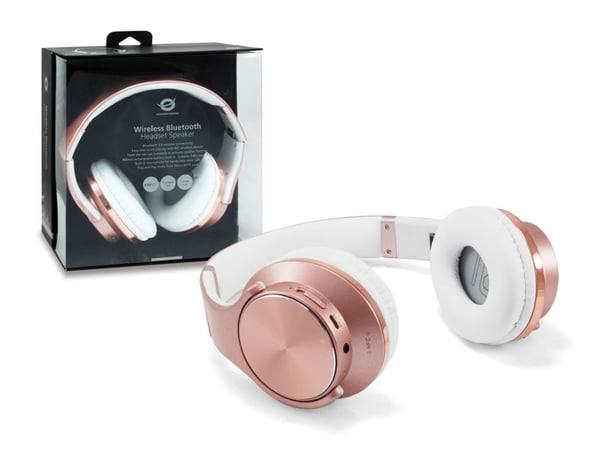 Conceptronic CHSPBTNFCSPKR hovedtelefoner/headset Kabel & trådløs Opkald/musik Micro-USB Bluetooth Lyserød guld, Hvid