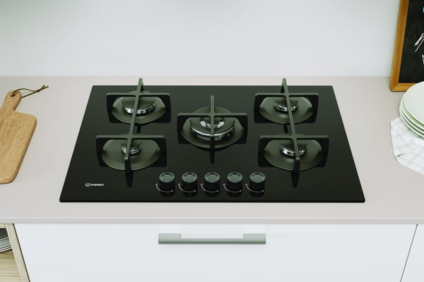 Indesit ING 72T/BK 1 Svart Inbyggd 75 cm Gas 5 zone(s)