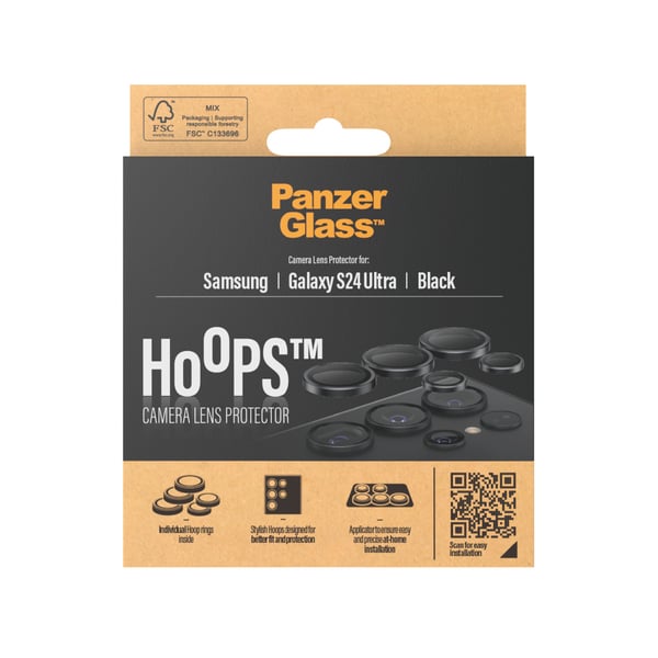 PanzerGlass ® Hoops® Camera Lens Protector Black Samsung Galaxy S24 Ultra Genomskinligt skärmskydd 1 styck