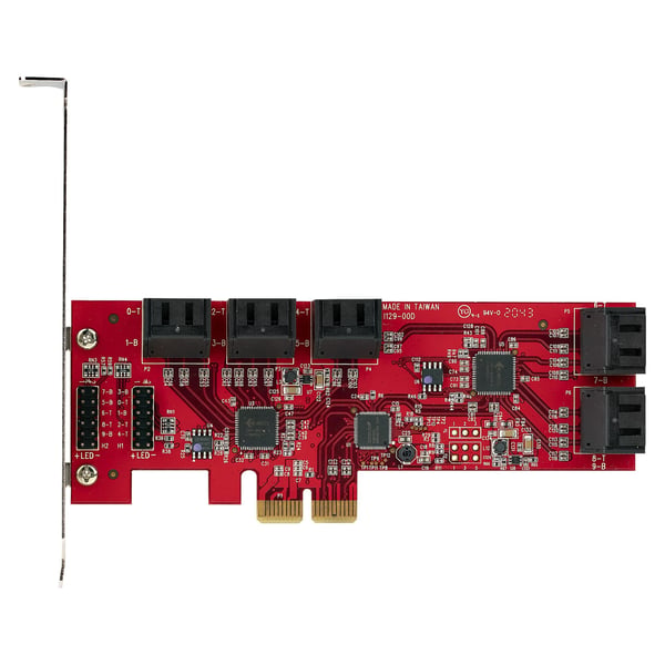 StarTech.com SATA PCIe-kort - PCIe SATA-expansionskort med 10 portar - 6 Gbps - Lågprofilfäste - 10 Mini-SAS till SATA-kablar - ASM1062 Non-Raid - PCI Express till SATA-omvandlare