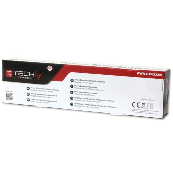 Techly 1HE I-CASE STRIP-81V stikdåse 2 m 8 AC stikkontakt(er) Indendørs Sort, Rød