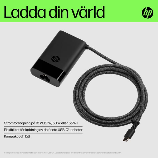 HP USB-C 65 W laddare för bärbar dator