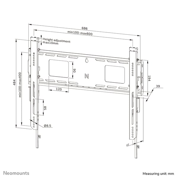 Neomounts WL30-750BL16 TV-kiinnike 2,18 m (86") Musta