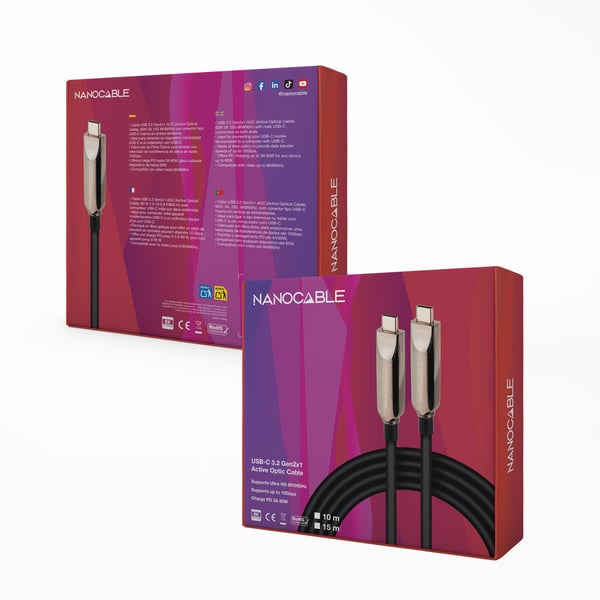 Nanocable 10.01.4605 USB-kabel USB 3.2 Gen 2 (3.1 Gen 2) 5 m USB C 10 Gbit/sek. 60 W Sort