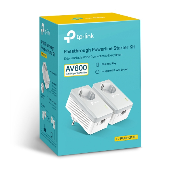 TP-Link TL-PA4010P KIT V5 PowerLine-nätverksadapter 600 Mbit/s Nätverksansluten (Ethernet) Vit 2 styck