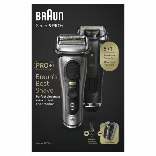 Braun Series 9 Pro+ 9575cc Wet & Dry Teräverkollinen parranajokone Trimmeri Metallinen