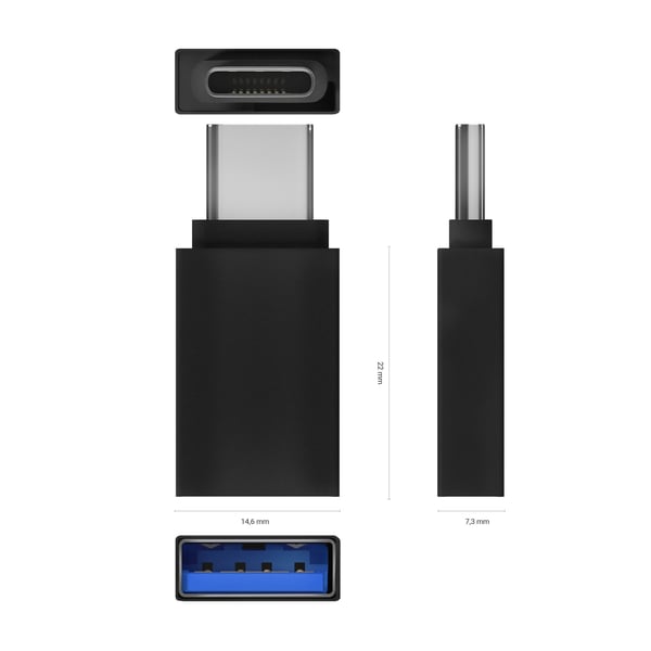 AISENS A108-0717 kabelomvandlare (hane/hona) USB-C USB-A Svart