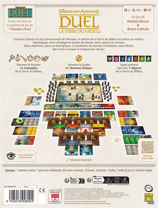 Asmodee Le Seigneur des Anneaux™ : Duel pour la Terre du Milieu 30 min Korttipeli