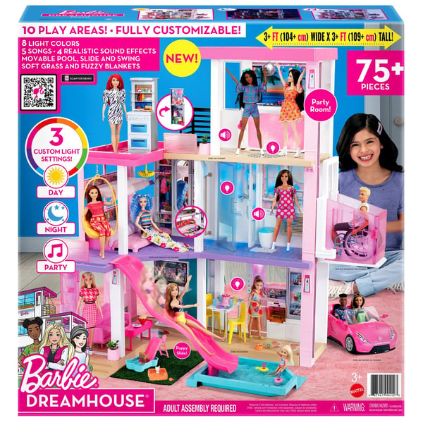 Barbie Dreamhouse Adventures Dreamhouse (114,30 cm) dukkehus med pool, rutsjebane, elevator, lys og lyde