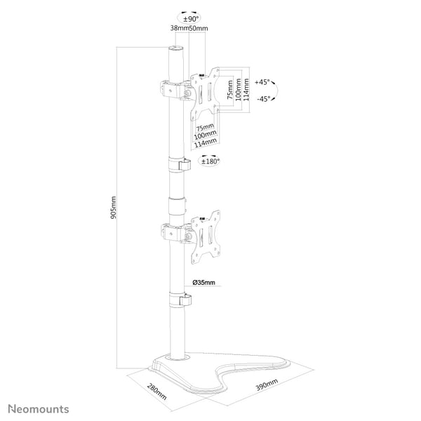 Neomounts FPMA-D550DDVBLACK skærmbeslag og -stativer 81,3 cm (32") Skrivebord Sort
