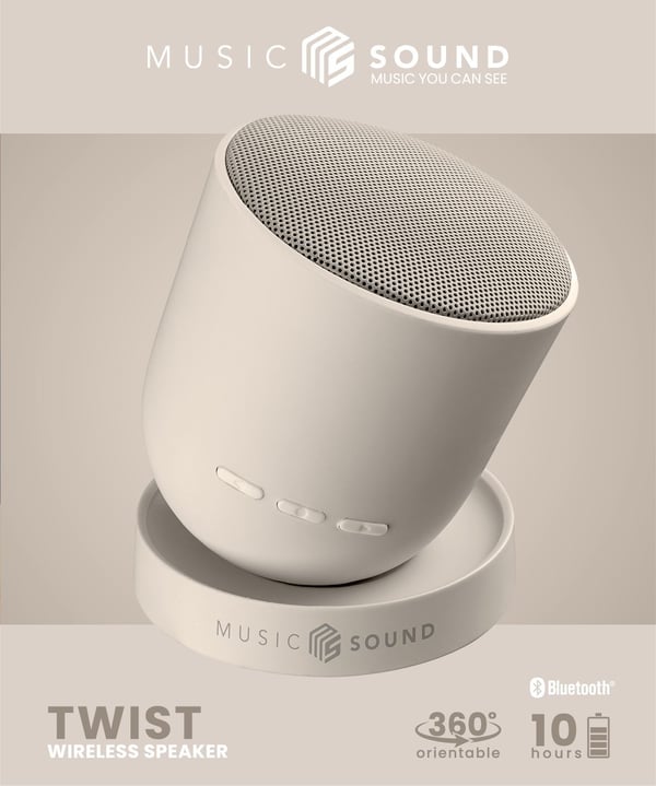 Music Sound Twist Bærbar stereohøjttaler Hvid 5 W