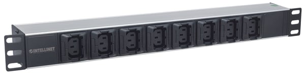 Intellinet 163651 strømforsyningsenhed (PDU) 8 AC stikkontakt(er) 1U Sort, Sølv