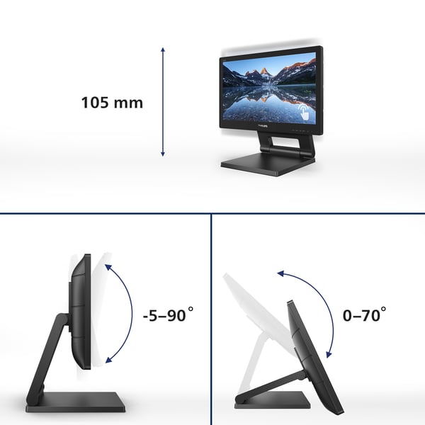 Philips 162B9T/00 tietokoneen litteä näyttö 39,6 cm (15.6") 1366 x 768 pikseliä HD LCD Kosketusnäyttö Musta