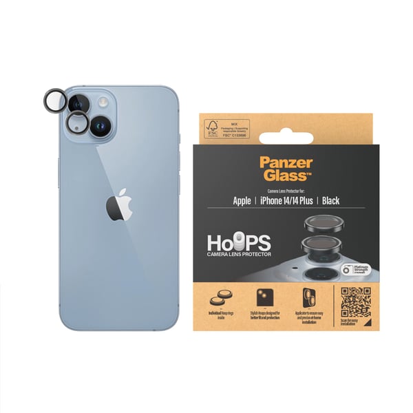 PanzerGlass ® Hoops® Kameralinsebeskytter iPhone 14 | 14 Plus | Sort