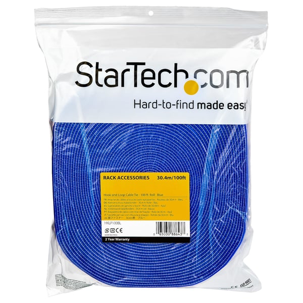 StarTech.com HKLP100BL nippuside Koukullinen ja lenkillinen nippuside Nailon Sininen 1 kpl