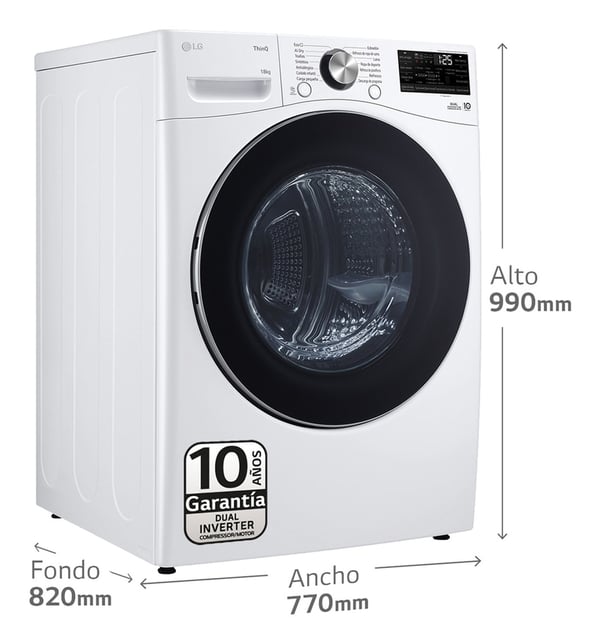 LG RH18U8AVCW tørretumbler Fritstående Front-læsning 18 kg Hvid