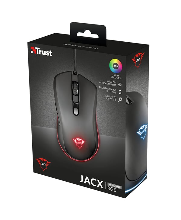 Trust GXT 930 Jacx mus Spil Højre hånd USB Type-A Optisk 6400 dpi
