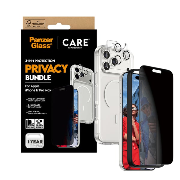 PanzerGlass ® | CARE by ® 3-in-1 Privacy Pakke iPhone 17 Pro Max