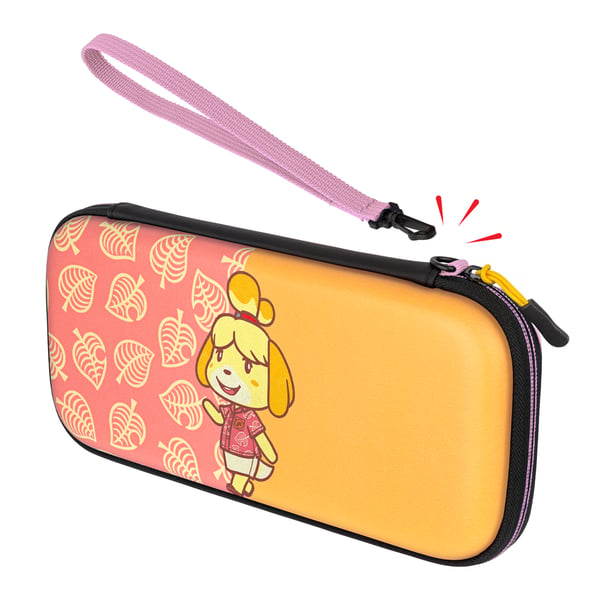 PDP Slim Deluxe: Animal Crossing Isabelle Hardshell case -kotelo Nintendo Oranssi, Vaaleanpunainen