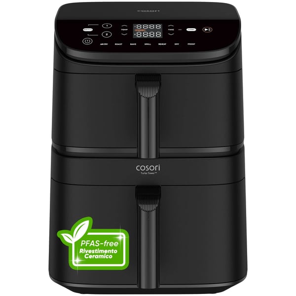 Cosori CAF-DC121-AEUR Dubbel 10,8 l Fristående 2630 W Varmluftsfritös Svart