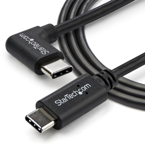 StarTech.com 1 m USB-C-laddningskabel, rätvinklad, laddning och synkronisering, 60 W (3 A) PD, USB 2.0-laddare för bärbar dator - USB C-laddningssladd