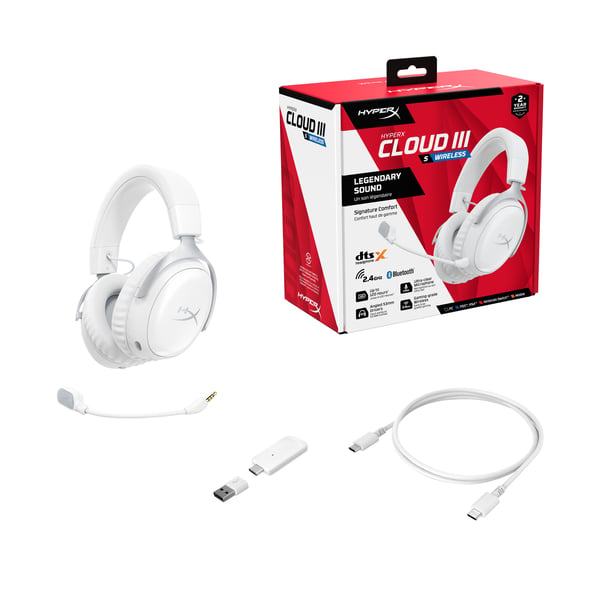 HyperX Cloud III S – langattomat pelikuulokkeet (valkoinen)