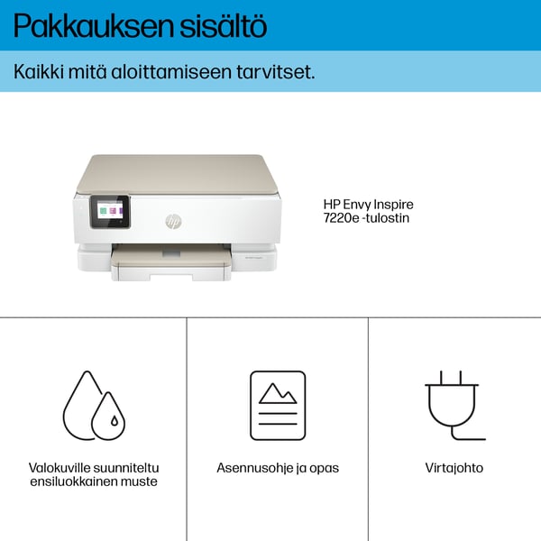 HP ENVY Inspire 7220e Langaton All-in-One Väri Tulostin, Instant Ink; Kopiokone, skanneri