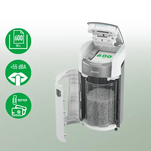 Leitz IQ OptiMax Autofeed Office Pro 600 Dokumentförstörare P4 Cross Cut