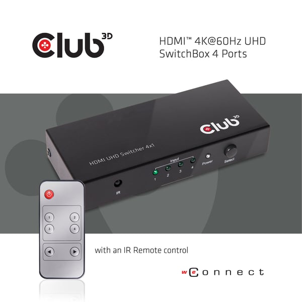 CLUB3D HDMI 2.0 UHD SwitchBox 4 Ports