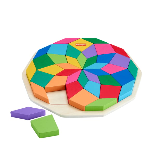 Fisher-Price Fisher-Pricen puinen palapeli, jossa geometrinen mandalakuvio, taaperoille ja lapsille, 40 puista palaa