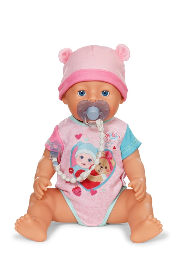 BABY born Dummy with Clip 2 assorted Dukkesut & sutholder
