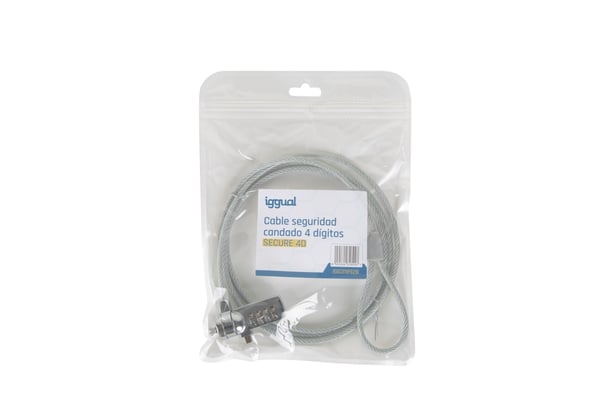 iggual Secure 4D kabellås Silver 1,5 m