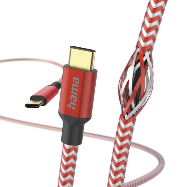 Hama Reflective USB-kabel USB 2.0 1,5 m USB C 0,48 Gbit/sek. Rød