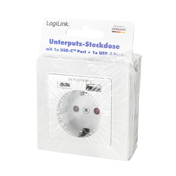 LogiLink PA0262 eluttag CEE 7/3 + USB Vit