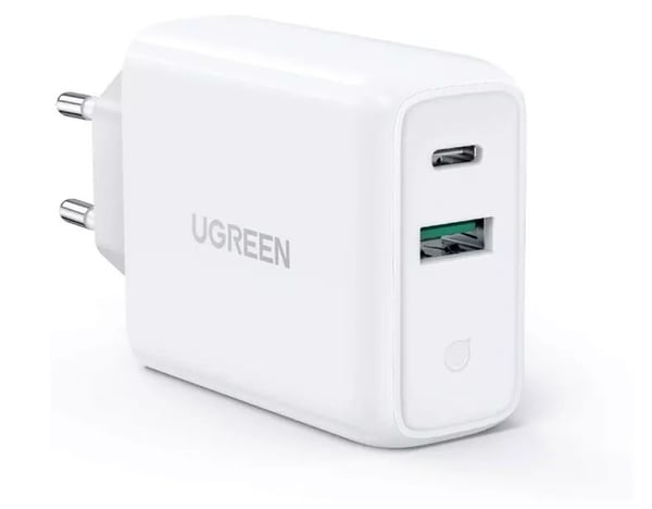Ugreen 60468 mobiililaitteen laturi Tabletti, Puhelin, Universaali Valkoinen AC Pikalataus Sisätila
