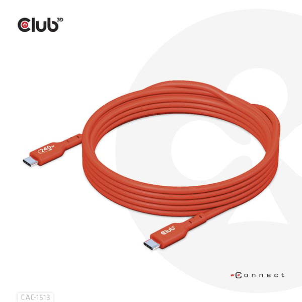 CLUB3D CAC-1513 USB-kabel USB 2.0 3 m USB C 240 W Orange
