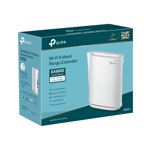 TP-Link RE900XD verkkolaajennin Verkkolähetin Valkoinen 10, 100, 1000, 2500 Mbit/s