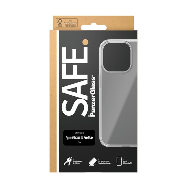 PanzerGlass SAFE. by ® TPU Case Transparent iPhone 15 Pro Max mobiltelefonfodral Mobilskal