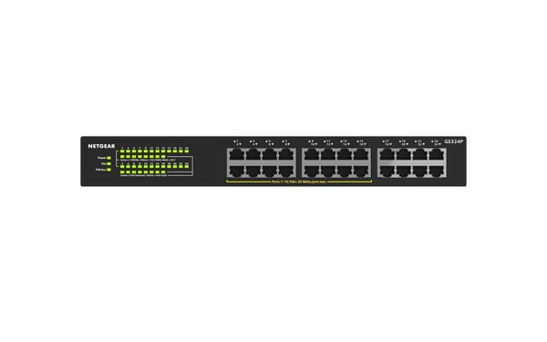 NETGEAR GS324P Ikke administreret Gigabit Ethernet (10/100/1000) Strøm over Ethernet (PoE) 1U Sort