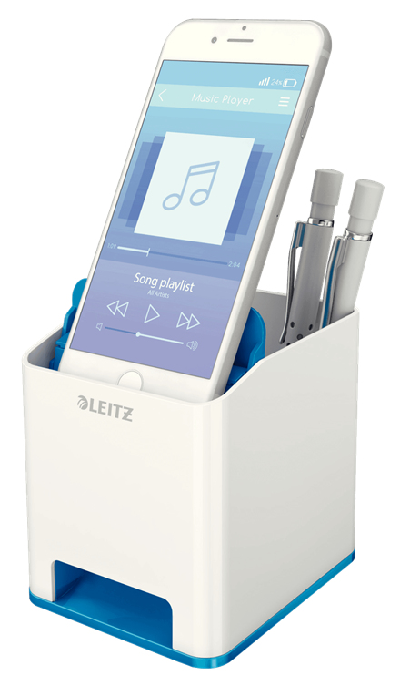 Leitz WOW Pennkopp med Ljudförstärkande Mobilhållare
