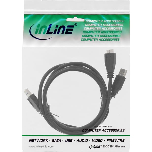 InLine 35415Y USB-kabel USB 3.2 Gen 1 (3.1 Gen 1) 1,5 m Micro-USB B 2 x USB A Sort