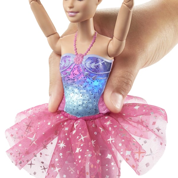 Barbie Dreamtopia Twinkle Lights Ballerina -nukke, jolla on vaaleat hiukset, valotoiminto, hiuspanta ja tutu