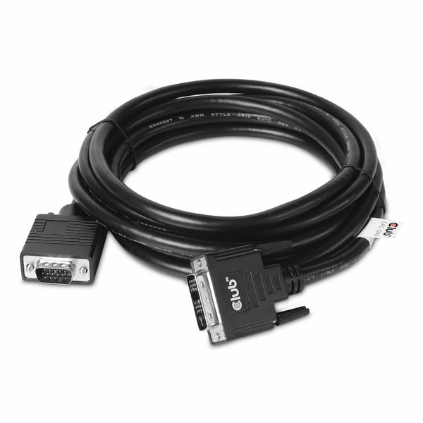CLUB3D DVI-A TO VGA CABLE M/M 3m/ 9.8ft 28 AWG Musta