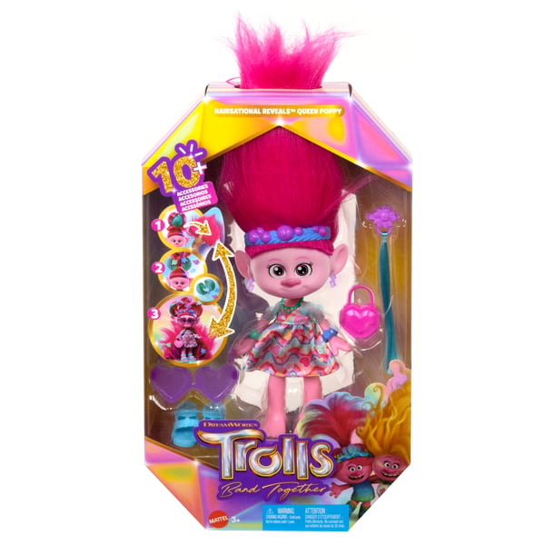 Mattel Trolls 3 Band Together HAIRSATIONAL REVEALS Queen Poppy