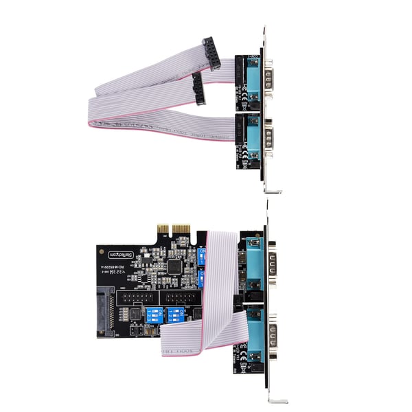 StarTech.com Seriellt PCIe-kort med 4 portar, PCI Express-kort med fyra portar till RS232/RS422/RS485 (DB9), lågprofilfäste, 16C1050 UART, Windows/Linux, TAA-kompatibel - nivå 4 ESD-skydd