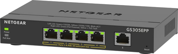 NETGEAR GS305EPP hanterad L2/L3 Gigabit Ethernet (10/100/1000) Strömförsörjning via Ethernet (PoE) stöd Svart