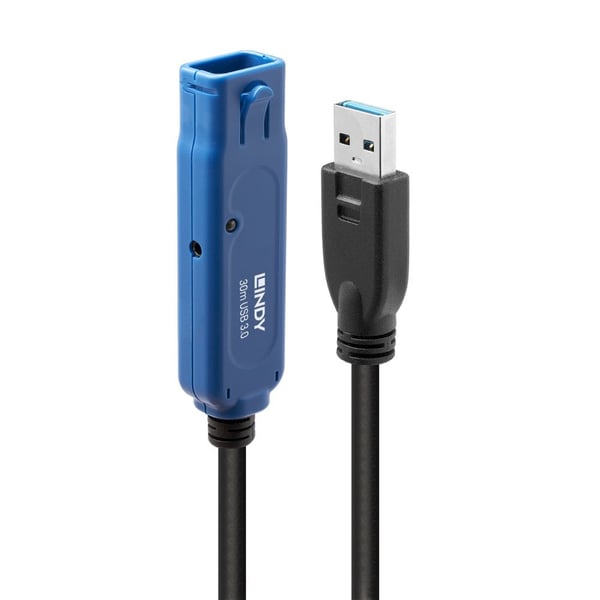 Lindy 43362 USB-kablar USB 3.2 Gen 1 (3.1 Gen 1) 30 m USB A 5 Gbit/s Svart, Blå